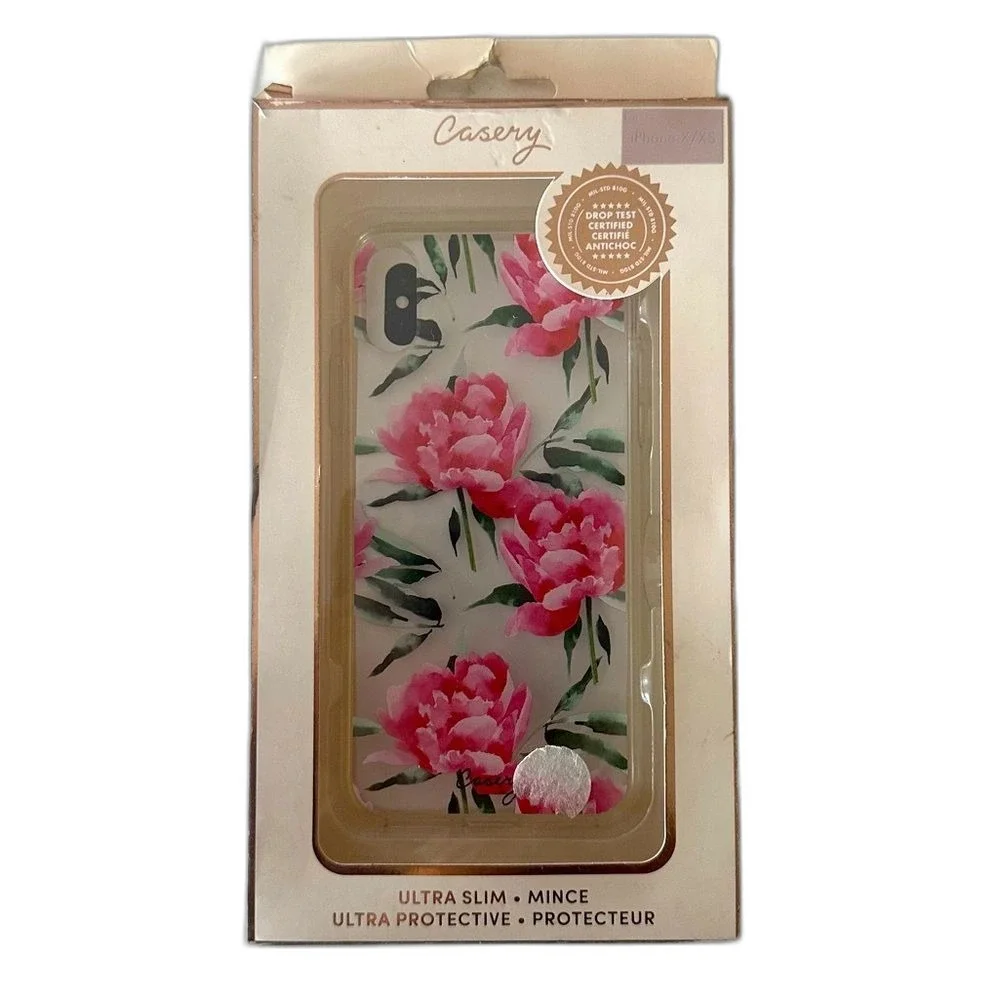 Casery Pink Peony Floral iPhone Case X/XS Slim Protective Design new NWT Tech